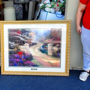 Thomas Kinkade Numbered Framed Canvas BEYOND the SPRING GATE Signed w/ COA 25x34